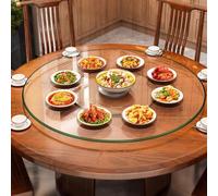 Lazy Susan Piatto da portata girevole - 80 cm in vetro temperato girevole centrotavola per tavolo da pranzo con cuscinetto silenzioso