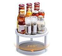 Lazy Susan - Portaspezie, supporto rotante per condimenti, vassoio organizer in plastica antiscivolo, adatto per cucine, frigoriferi, scrivanie e bagni.