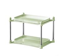 Lazy Susan - Scaffale rotante a 2 ripiani per cucina e bagno, per condimenti e bottiglie (verde)