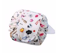 Lazy - Trousse per trucchi con coulisse, organizer per trucchi, in tessuto, leggera ed espandibile, per donne, accessori da viaggio ideali, Multicolore, In vena d'amore