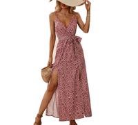 Lazz1on Vestiti Casual da Donna Estivi Elegante Cutout Backless Spaghetti Strap Sleeveless Split Abito da Spiaggia