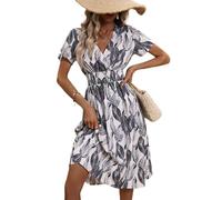 Lazz1on Vestiti Lunghi Estivi Vestito Lungo da Spiaggia V Collo Boemia Abiti Eleganti Forti Donna Maxi Abito Mare Casual