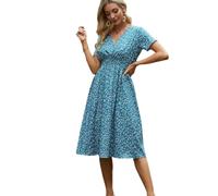 Lazz1on Vestiti Lunghi Estivi Vestito Lungo da Spiaggia V Collo Boemia Abiti Eleganti Forti Donna Maxi Abito Mare Casual