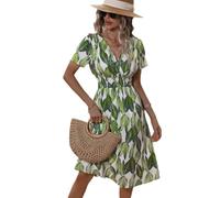 Lazz1on Vestiti Lunghi Estivi Vestito Lungo da Spiaggia V Collo Boemia Abiti Eleganti Forti Donna Maxi Abito Mare Casual