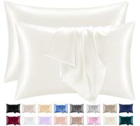 Lazzaro Federe in raso di seta, per capelli e pelle, ipoallergeniche, con chiusura a busta, ultra morbide, dimensioni standard, colore bianco avorio (50 x 75 cm)