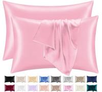 Lazzaro Federe in raso di seta, per capelli e pelle, ipoallergeniche, con chiusura a busta, ultra morbide, dimensioni standard, colore rosa, confezione da 2 (50 x 75 cm)