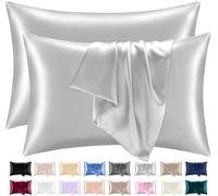 Lazzaro Home Set di 2 federe in raso per capelli e pelle, dimensioni standard, con chiusura a busta, 50 x 75 cm