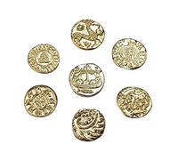 lazzaro italy Monete Vichinghe Placcate oro o argento - Set di 7 Pezzi - Idea Regalo per Appassionati di Vikings, storia e Cosplay, riproduzione fatta a mano (Placcate oro)