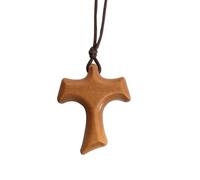 lazzaro italy Tau francescano in legno di ulivo con cordone. Croce di San Francesco d'Assisi - Collana uomo e donna - H 3.8 cm