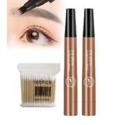 Lazzda Eyebrow, Lazzda Eyebrow Pen, 4-Prong Multi-used Pen, 2025 New Waterproof Brow Pencil with Micro-Fork Tip, 5 Colors Microblading Eyebrow, 3D Waterproof Microblading Eyebrow Pen (2 Light Brown)