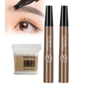Lazzda Eyebrow, Lazzda Eyebrow Pen, 4-Prong Multi-used Pen, 2025 New Waterproof Brow Pencil with Micro-Fork Tip, 5 Colors Microblading Eyebrow, 3D Waterproof Microblading Eyebrow Pen (2 Dark Brown)