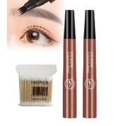 Lazzda Eyebrow, Lazzda Eyebrow Pen, 4-Prong Multi-used Pen, 2025 New Waterproof Brow Pencil with Micro-Fork Tip, 5 Colors Microblading Eyebrow, 3D Waterproof Microblading Eyebrow Pen (2 Red Brown)