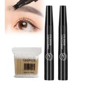 Lazzda Eyebrow, Lazzda Eyebrow Pen, 4-Prong Multi-used Pen, 2025 New Waterproof Brow Pencil with Micro-Fork Tip, 5 Colors Microblading Eyebrow, 3D Waterproof Microblading Eyebrow Pen (2 Black)