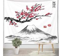 LB 150x100cm Arazzo Rosso fiore di ciliegio Arazzo da Parete Montagna grigio Telo da Parete giapponese Arte Muraria per Soggiorno Camera da Letto Dormitorio Decorazione