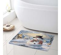 LB Cute Umano di neve Tappetino da Bagno Agriturismo rustico fiocco di neve invernale Zerbino 60x40cm Natale Morbido Assorbente Lavabile Tappetino per Camera da Letto Bagno Interno