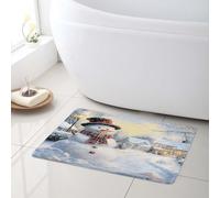 LB Cute Umano di neve Tappetino da Bagno Cabina rustica bianca neve invernale Zerbino 60x40cm Natale Morbido Assorbente Lavabile Tappetino per Camera da Letto Bagno Interno