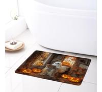 LB Halloween spettrale Tappetino da Bagno Fantasma Che Legge Il Giornale Sul Bagno Zerbino 60x40cm Zucca autunnale Morbido Assorbente Lavabile Tappetino per Camera da Letto Bagno Interno