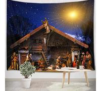 LB Natività di Gesù Arazzo Natale Arazzo da Parete Cristiano,tre saggi,stella di Betlemme Appeso Parete per Soggiorno Camera Letto Dormitorio Murale Decorazione,200cm Larghezza x 150cm Altezza