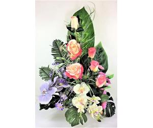 LBA Centro di fiori artificiali per cimitero. Anche per le Chiese. Speciale giorno di tutti i santi. Dimensioni: 65 x 50 x 35 cm. ca.