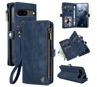 LBH Custodia a portafoglio per Google Pixel 8a, con protezione RFID, con scomparto per carte di credito, portamonete, blu