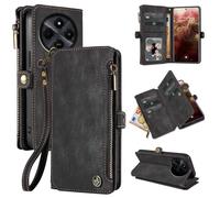 LBH Custodia a portafoglio per Xiaomi Redmi 14C, con protezione RFID, a portafoglio, con scomparti per carte di credito, portamonete, colore nero