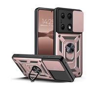 LBH Custodia Armor per Xiaomi Redmi Note 13 Pro, con protezione per fotocamera, per esterni, resistente agli urti, supporto ad anello in metallo a 360°, supporto magnetico per auto, colore: oro rosa