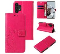 LBH - Custodia per telefono cellulare per Samsung Galaxy A32 5G, custodia a portafoglio con farfalle, fiori, funzione stand, protezione magnetica a 360 gradi, flip case cover, rosa
