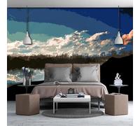 LBHSWWX Carta da parati murale con paesaggio astratto del cielo, panno di seta, larghezza 140 x altezza 70 cm