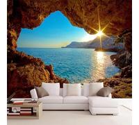 LBHSWWX Grotta Oceano Sunrise panno di seta murale W220 × (H) 140 CM