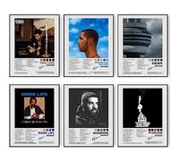 LBingbrother Drake - Poster con copertina di album musicali, set di 6 stampe artistiche da parete estetiche su tela, per camera da letto, camera da letto, camera da letto (28 x 35,6 cm, senza cornice)