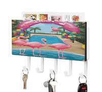 LBKHDS Appendiabiti da parete, con stampa di fenicotteri e piscine, supporto da parete, porta posta con ganci