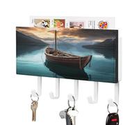 LBKHDS Portachiave a parete,Barca da pesca Stampa Key Hanger Montaggio a parete,Supporto per posta a parete,Organizzatore di posta con ganci