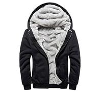 LBL - Pullover invernale da uomo, in pile, con cappuccio e zip, in lana calda e spessa 11 nero L