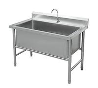 LBONG Lavello del Ristorante commerciale Lavandino Da Cucina Acciaio Inox Lavandino da Esterno di Utilità Lavamani industriale per la casa,Lavanderia,Giardino(100X70X80cm/39.3X27.5X31.4in)