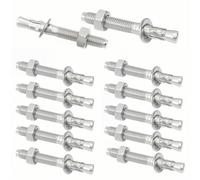 LBQUTN 12 Pezzi Tasselli a Espansione M6 x 50mm, Bulloni a Espansione in Acciaio per Calcestruzzo e Muratura, Ancorante Pesante con Dado e Rondella per Fissaggio a Muro, Kit Viti Professionali