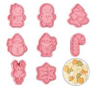 LBQUTN Formine per Biscotti Natale 8 Pezzi, Stampi per Biscotti Natalizi 3D con Timbro, Tagliabiscotti Plastica Alimentare per Pasta di Zucchero, Decorazioni Torte, Pan di Zenzero, Pupazzo di Neve