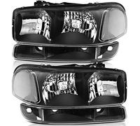 LBRST Gruppo faro per GMC Sierra 1500 2500 3500, per GMC Yukon 1999-2006, per GMC Yukon XL 1500 2000-2006, per GMC Yukon XL 2500 2000-2006 alloggiamento nero fari lato conducente e passeggero
