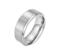LBRTMED Anelli di nozze incisive Knbob uomini, acciaio inossidabile 8 mm opaco a banda semplice uomo promessa anello titanio