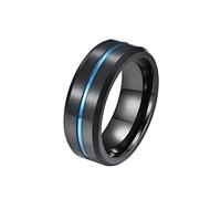 LBRTMED Anelli di tungsteno KNBOB in carburo per uomini oro blu/rosa, anelli di fidanzamento spazzolato da 8 mm al centro e fascia
