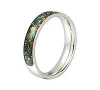 LBRTMED Anello in carburo di tungsteno in acciaio inossidabile da 8 mm per uomini anelli intalati in argento opale