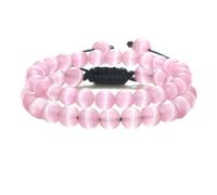 LBRTMED Braccialetti di perline da 8 mm xfzjchap per maschi e donne, bracciali di coppia opale bianca/rosa regolabili 6,5-12 pollici, gioielli di moda