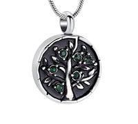 LBRTMED Collana urna di urna Personalizzata con Cenere in Acciaio Inossidabile a Sospensione in Cristallo Verde Come Gioielli di cremazione Regalo