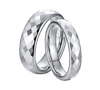 LBRTMED KNBOB HU e le sue fedi nuziali Tungsten, anelli di coppia Set anello d'argento multi-faccettatura vintage 4mm 6 mm di taglia 5-12