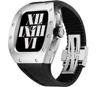 LBRTMED Schik premium in acciaio inossidabile orologio cinghia di gomma ， per 8 7 45 mm ， cornice in metallo e fascia fluorobber di fibbia ， per iwatch SE 6 5 4 44 mm kit di retrofit orologio