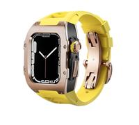 LBRTMED Schik RM Style Metal Watch Case+Kit MOD banda di orologi in gomma fluoro ， per serie 8 7 45mm 6 SE 5 4 44 mm Accessori per orologi sostitutivi Accessori per retrofit fai -da -te kit