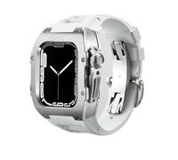 LBRTMED Schik RM Style Metal Watch Case+Kit MOD banda di orologi in gomma fluoro ， per serie 8 7 45mm 6 SE 5 4 44 mm Accessori per orologi sostitutivi Accessori per retrofit fai -da -te kit