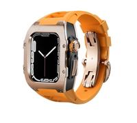 LBRTMED Schik RM Style Metal Watch Case+Kit MOD banda di orologi in gomma fluoro ， per serie 8 7 45mm 6 SE 5 4 44 mm Accessori per orologi sostitutivi Accessori per retrofit fai -da -te kit