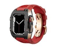 LBRTMED Schik RM Style Metal Watch Case+Kit MOD banda di orologi in gomma fluoro ， per serie 8 7 45mm 6 SE 5 4 44 mm Accessori per orologi sostitutivi Accessori per retrofit fai -da -te kit