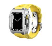 LBRTMED Schik RM Style Metal Watch Case+Kit MOD banda di orologi in gomma fluoro ， per serie 8 7 45mm 6 SE 5 4 44 mm Accessori per orologi sostitutivi Accessori per retrofit fai -da -te kit