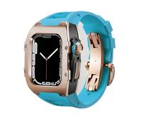 LBRTMED Schik RM Style Metal Watch Case+Kit MOD banda di orologi in gomma fluoro ， per serie 8 7 45mm 6 SE 5 4 44 mm Accessori per orologi sostitutivi Accessori per retrofit fai -da -te kit